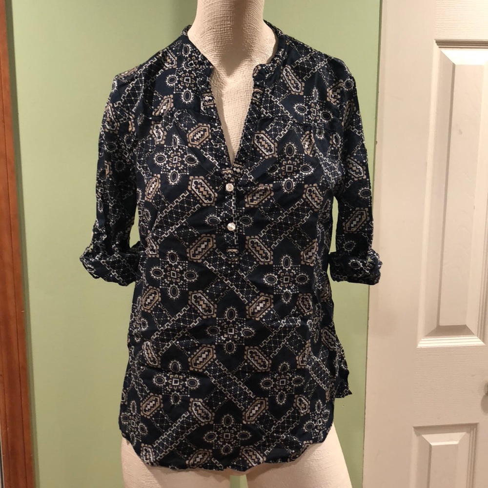 Cotton Paisley print Navy top
